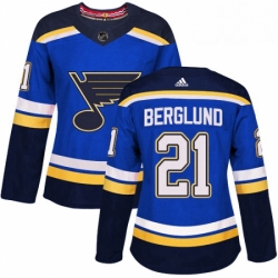 Womens Adidas St Louis Blues 21 Patrik Berglund Authentic Royal Blue Home NHL Jersey 