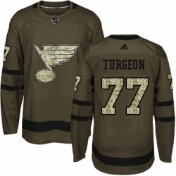 Youth Adidas St Louis Blues 77 Pierre Turgeon Authentic Green Salute to Service NHL Jersey 