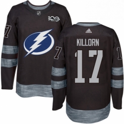 Mens Adidas Tampa Bay Lightning 17 Alex Killorn Authentic Black 1917 2017 100th Anniversary NHL Jersey 