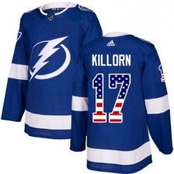 Mens Adidas Tampa Bay Lightning 17 Alex Killorn Authentic Blue USA Flag Fashion NHL Jersey 