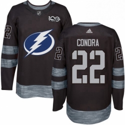 Mens Adidas Tampa Bay Lightning 22 Erik Condra Authentic Black 1917 2017 100th Anniversary NHL Jersey 