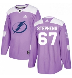 Mens Adidas Tampa Bay Lightning 67 Mitchell Stephens Authentic Purple Fights Cancer Practice NHL Jersey 