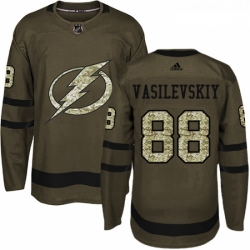 Youth Adidas Tampa Bay Lightning 88 Andrei Vasilevskiy Authentic Green Salute to Service NHL Jersey 