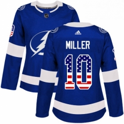 Womens Adidas Tampa Bay Lightning 10 JT Miller Authentic Blue USA Flag Fashion NHL Jerse