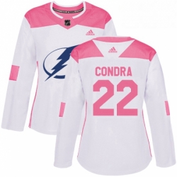 Womens Adidas Tampa Bay Lightning 22 Erik Condra Authentic WhitePink Fashion NHL Jersey 