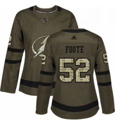 Womens Adidas Tampa Bay Lightning 52 Callan Foote Authentic Green Salute to Service NHL Jersey 