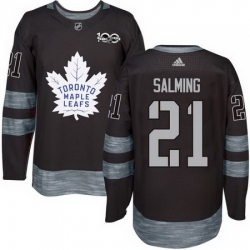 Maple Leafs #21 Borje Salming Black 1917 2017 100th Anniversary Stitched NHL Jersey