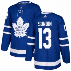 Mens Adidas Toronto Maple Leafs 13 Mats Sundin Authentic Royal Blue Home NHL Jersey 