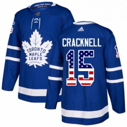 Mens Adidas Toronto Maple Leafs 15 Adam Cracknell Authentic Royal Blue USA Flag Fashion NHL Jersey 