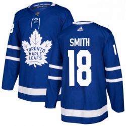 Mens Adidas Toronto Maple Leafs 18 Ben Smith Premier Royal Blue Home NHL Jersey 