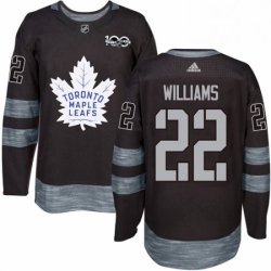 Mens Adidas Toronto Maple Leafs 22 Tiger Williams Authentic Black 1917 2017 100th Anniversary NHL Jersey 