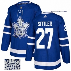 Mens Adidas Toronto Maple Leafs 27 Darryl Sittler Authentic Royal Blue Fashion Gold NHL Jersey 