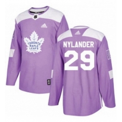 Mens Adidas Toronto Maple Leafs 29 William Nylander Authentic Purple Fights Cancer Practice NHL Jersey 