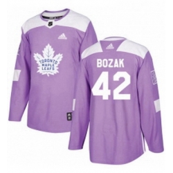 Mens Adidas Toronto Maple Leafs 42 Tyler Bozak Authentic Purple Fights Cancer Practice NHL Jersey 