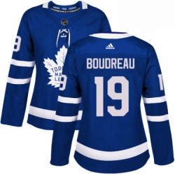 Womens Adidas Toronto Maple Leafs 19 Bruce Boudreau Authentic Royal Blue Home NHL Jersey 