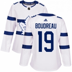 Womens Adidas Toronto Maple Leafs 19 Bruce Boudreau Authentic White 2018 Stadium Series NHL Jersey 