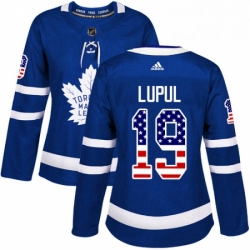 Womens Adidas Toronto Maple Leafs 19 Joffrey Lupul Authentic Royal Blue USA Flag Fashion NHL Jersey 