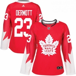 Womens Adidas Toronto Maple Leafs 23 Travis Dermott Authentic Red Alternate NHL Jersey 