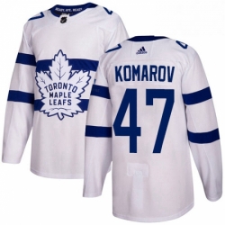 Youth Adidas Toronto Maple Leafs 47 Leo Komarov Authentic White 2018 Stadium Series NHL Jersey 