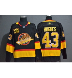 Canucks 43 Quinn Hughes Black 50th Season Adidas Jersey