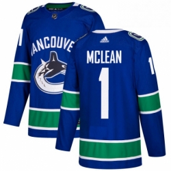 Mens Adidas Vancouver Canucks 1 Kirk Mclean Premier Blue Home NHL Jersey 