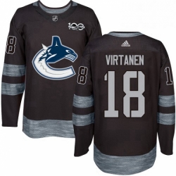 Mens Adidas Vancouver Canucks 18 Jake Virtanen Premier Black 1917 2017 100th Anniversary NHL Jersey 