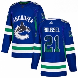 Mens Adidas Vancouver Canucks 21 Antoine Roussel Authentic Blue Drift Fashion NHL Jersey 