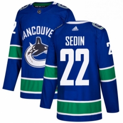 Mens Adidas Vancouver Canucks 22 Daniel Sedin Authentic Blue Home NHL Jersey 