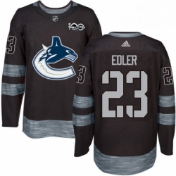 Mens Adidas Vancouver Canucks 23 Alexander Edler Premier Black 1917 2017 100th Anniversary NHL Jersey 