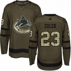 Mens Adidas Vancouver Canucks 23 Alexander Edler Premier Green Salute to Service NHL Jersey 