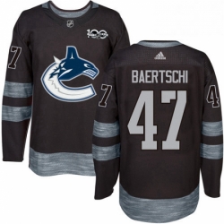 Mens Adidas Vancouver Canucks 47 Sven Baertschi Premier Black 1917 2017 100th Anniversary NHL Jersey 