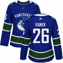 Womens Adidas Vancouver Canucks 26 Thomas Vanek Authentic Blue Home NHL Jersey 