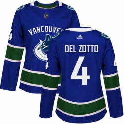 Womens Adidas Vancouver Canucks 4 Michael Del Zotto Premier Blue Home NHL Jersey 