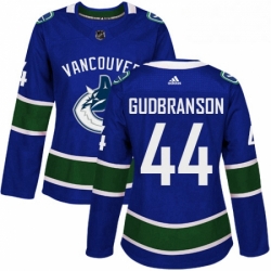 Womens Adidas Vancouver Canucks 44 Erik Gudbranson Premier Blue Home NHL Jersey 