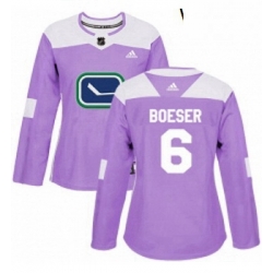 Womens Adidas Vancouver Canucks 6 Brock Boeser Authentic Purple Fights Cancer Practice NHL Jersey 