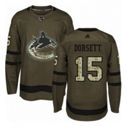 Youth Adidas Vancouver Canucks 15 Derek Dorsett Premier Green Salute to Service NHL Jersey 