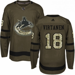 Youth Adidas Vancouver Canucks 18 Jake Virtanen Premier Green Salute to Service NHL Jersey 