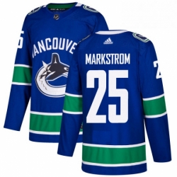 Youth Adidas Vancouver Canucks 25 Jacob Markstrom Premier Blue Home NHL Jersey 