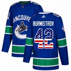 Youth Adidas Vancouver Canucks 42 Alex Burmistrov Authentic Blue USA Flag Fashion NHL Jersey 