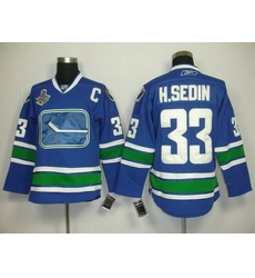 KIDS Vancouver Canucks 33 H.Sedin Blue Jersey 3rd C patch 2011 Stanley Cup