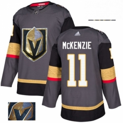 Mens Adidas Vegas Golden Knights 11 Curtis McKenzie Authentic Gray Fashion Gold NHL Jersey 