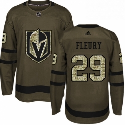 Mens Adidas Vegas Golden Knights 29 Marc Andre Fleury Authentic Green Salute to Service NHL Jersey 