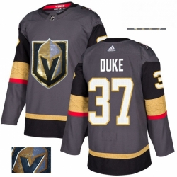 Mens Adidas Vegas Golden Knights 37 Reid Duke Authentic Gray Fashion Gold NHL Jersey 