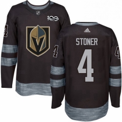 Mens Adidas Vegas Golden Knights 4 Clayton Stoner Authentic Black 1917 2017 100th Anniversary NHL Jersey 