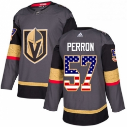 Mens Adidas Vegas Golden Knights 57 David Perron Authentic Gray USA Flag Fashion NHL Jersey 