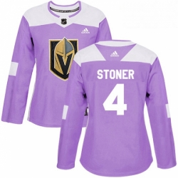 Womens Adidas Vegas Golden Knights 4 Clayton Stoner Authentic Purple Fights Cancer Practice NHL Jersey 