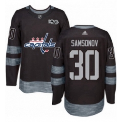 Mens Adidas Washington Capitals 30 Ilya Samsonov Premier Black 1917 2017 100th Anniversary NHL Jersey 