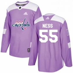 Mens Adidas Washington Capitals 55 Aaron Ness Authentic Purple Fights Cancer Practice NHL Jersey 