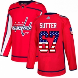 Mens Adidas Washington Capitals 67 Riley Sutter Authentic Red USA Flag Fashion NHL Jerse