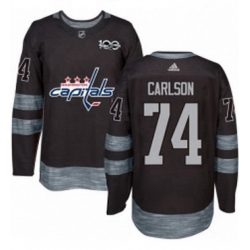 Mens Adidas Washington Capitals 74 John Carlson Authentic Black 1917 2017 100th Anniversary NHL Jersey 